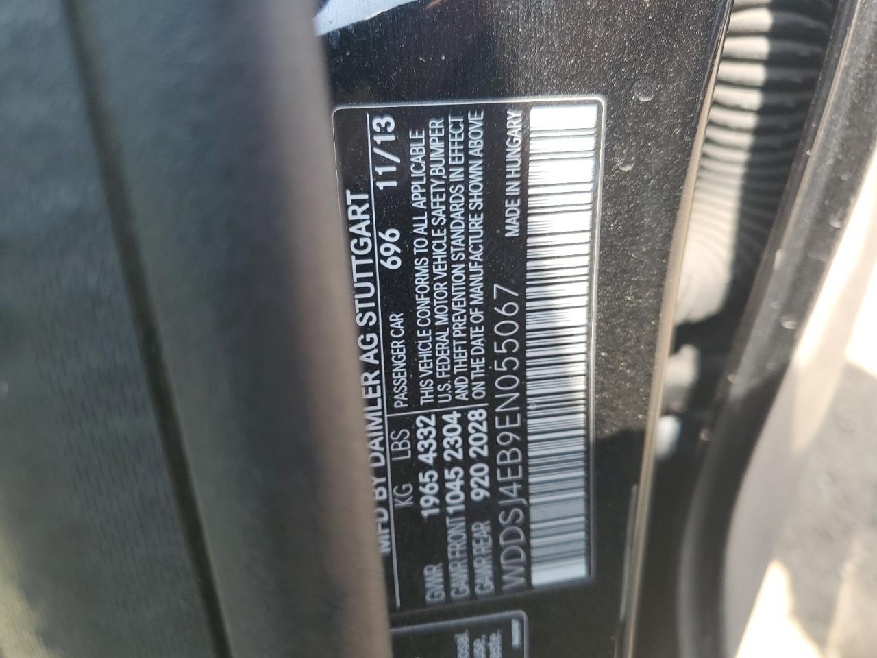 2014 Mercedes-Benz Cla 250 VIN: WDDSJ4EB9EN055067 Lot: 60369555