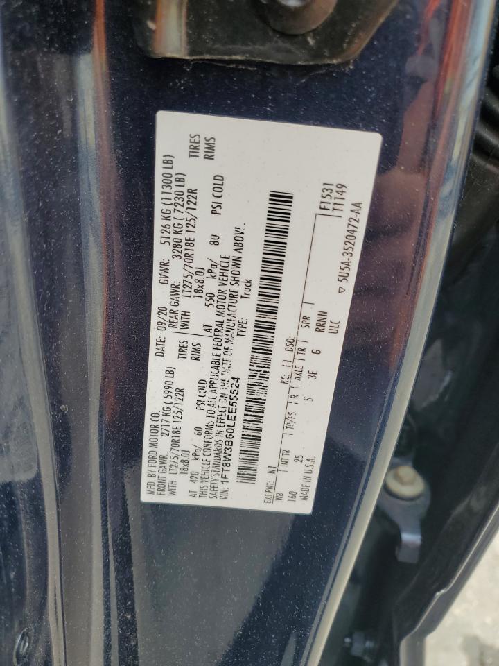 2020 Ford F350 Super Duty VIN: 1FT8W3B60LEE55524 Lot: 59194235