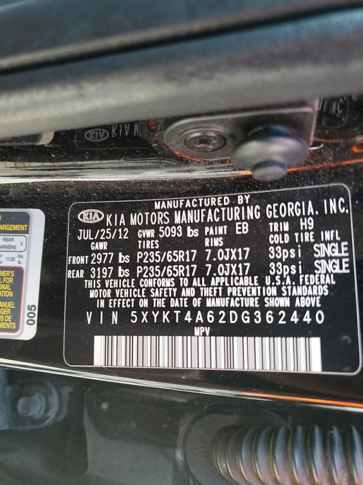 2013 Kia Sorento Lx VIN: 5XYKT4A62DG362440 Lot: 60477975