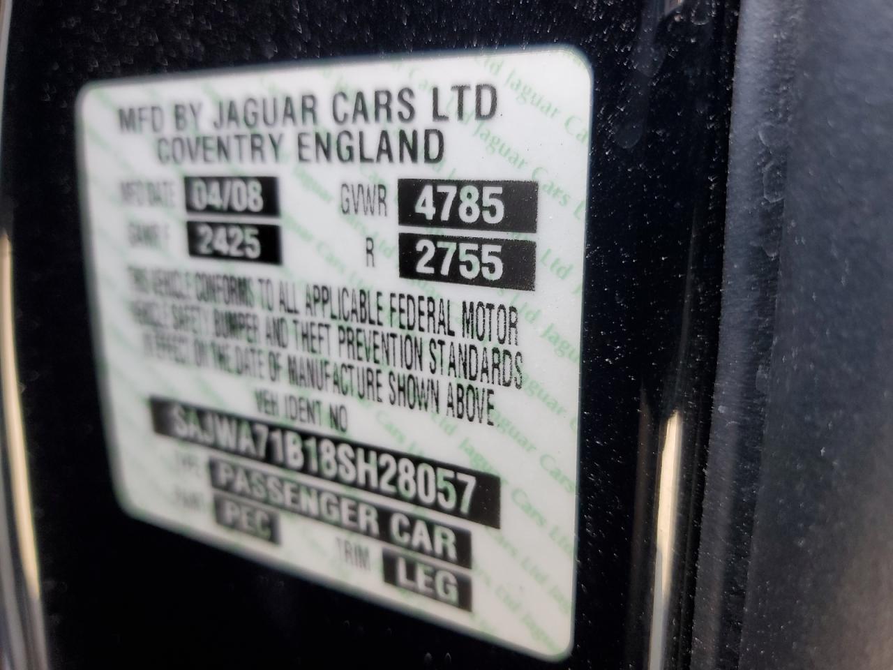 2008 Jaguar Xj8 VIN: SAJWA71B18SH28057 Lot: 60146165