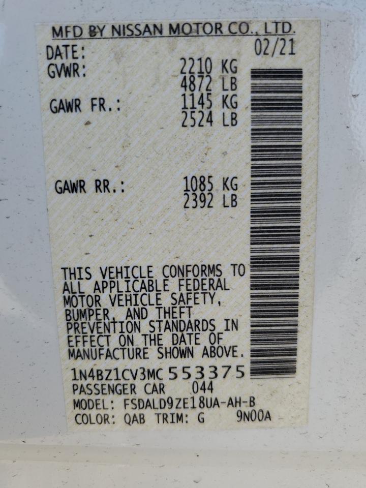 2021 Nissan Leaf Sv Plus VIN: 1N4BZ1CV3MC553375 Lot: 59672545