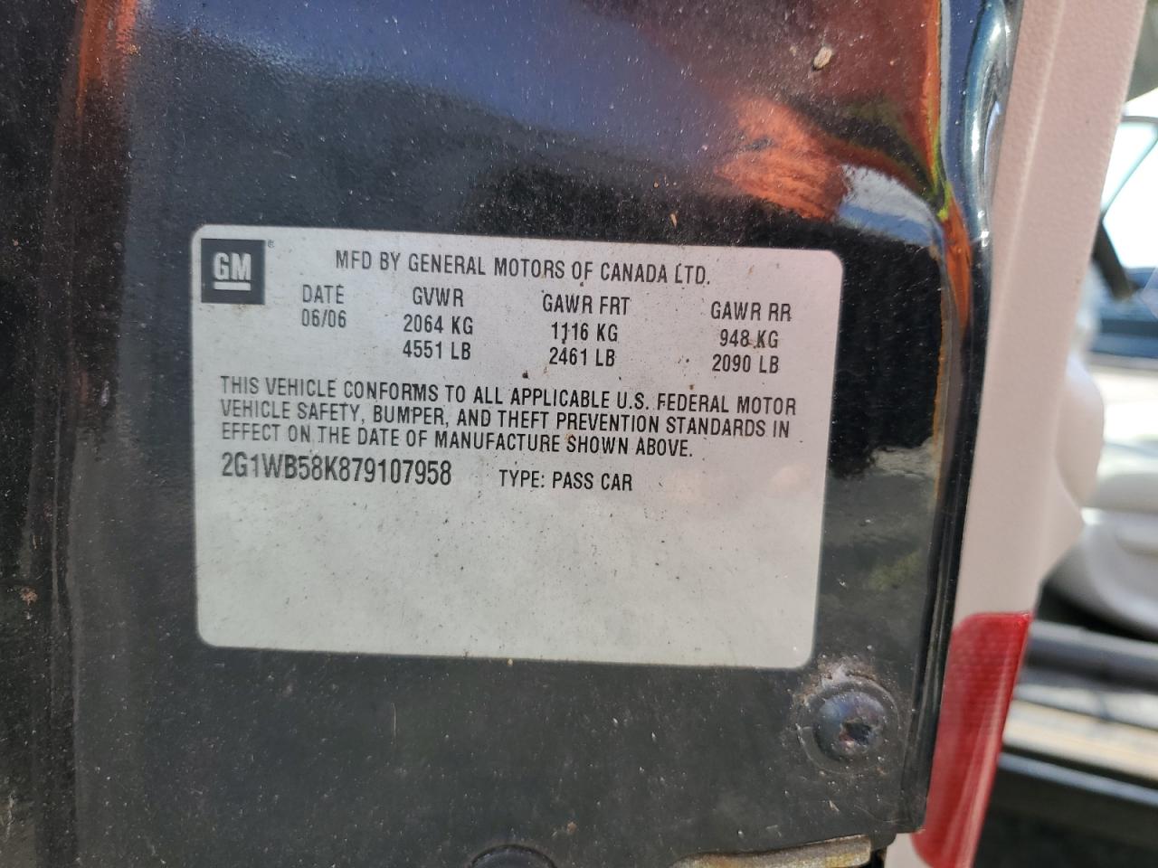 2007 Chevrolet Impala Ls VIN: 2G1WB58K879107958 Lot: 59460145