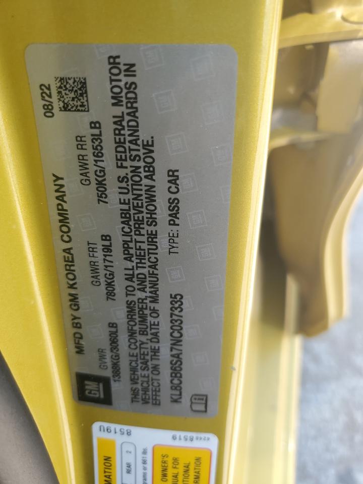 KL8CB6SA7NC037335 CHEVROLET SPARK 2022