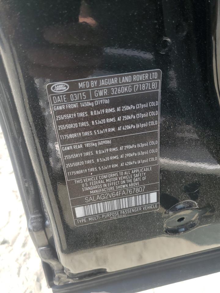 2015 Land Rover Lr4 Hse VIN: SALAG2V64FA767807 Lot: 58503355