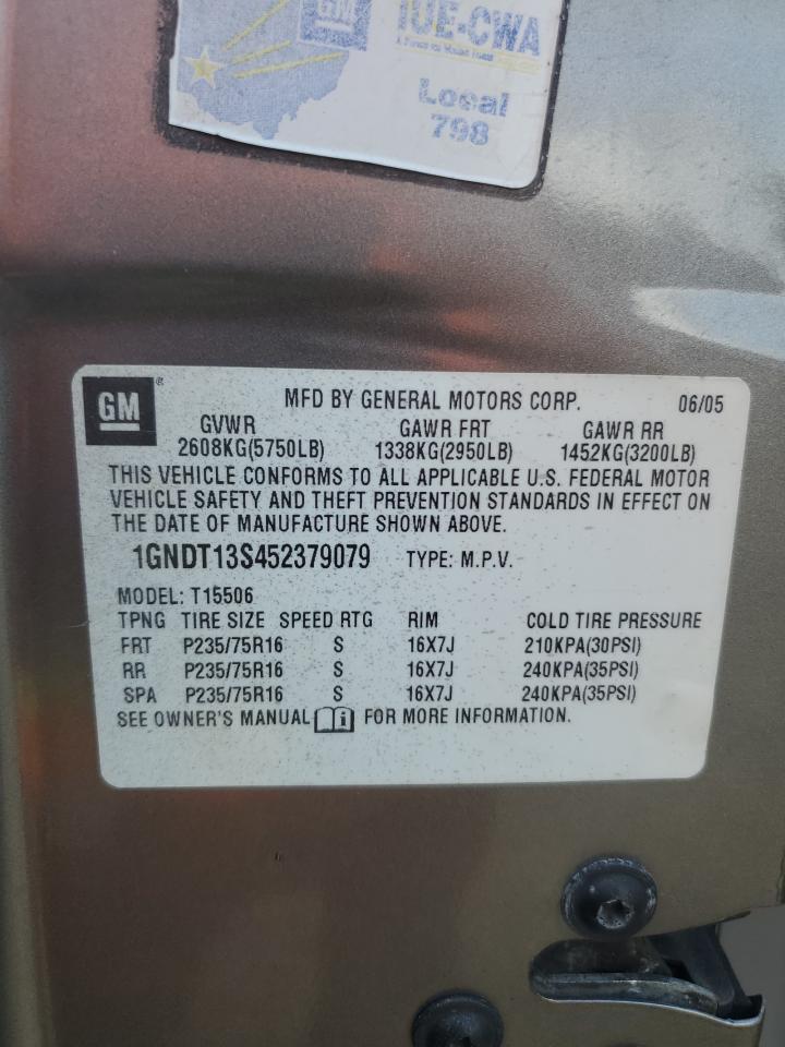 2005 Chevrolet Trailblazer Ls VIN: 1GNDT13S452379079 Lot: 61213005