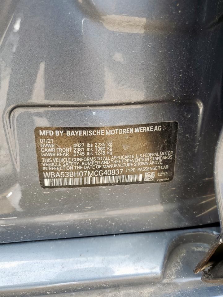 2021 BMW 530 I VIN: WBA53BH07MCG40837 Lot: 60356075