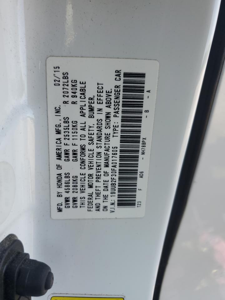 2015 Acura Tlx VIN: 19UUB2F30FA017605 Lot: 62522875