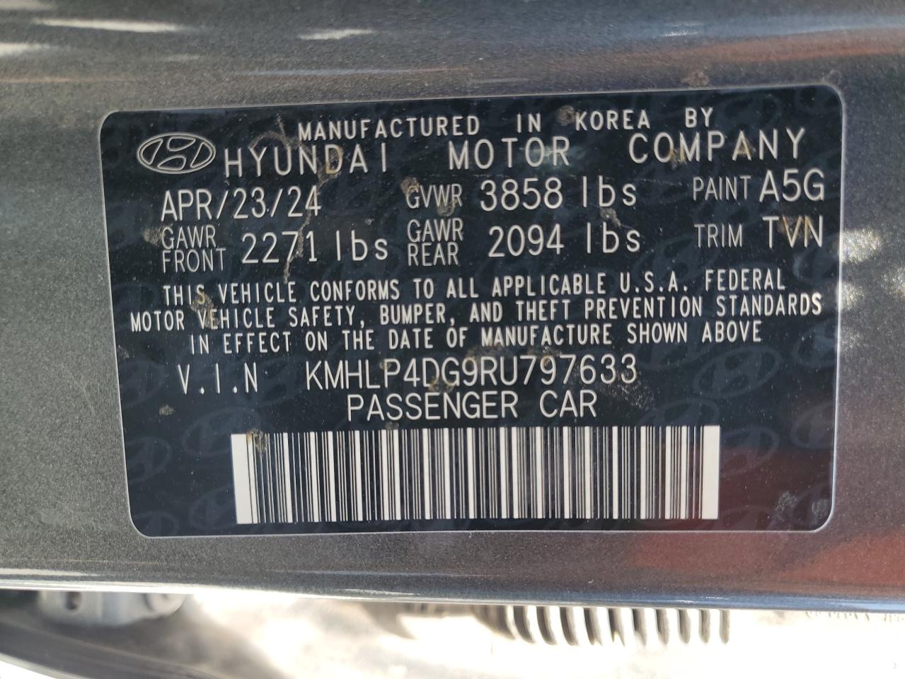 HYUNDAI ELANTRA 2024 VIN KMHLP4DG9RU797633 фото 12