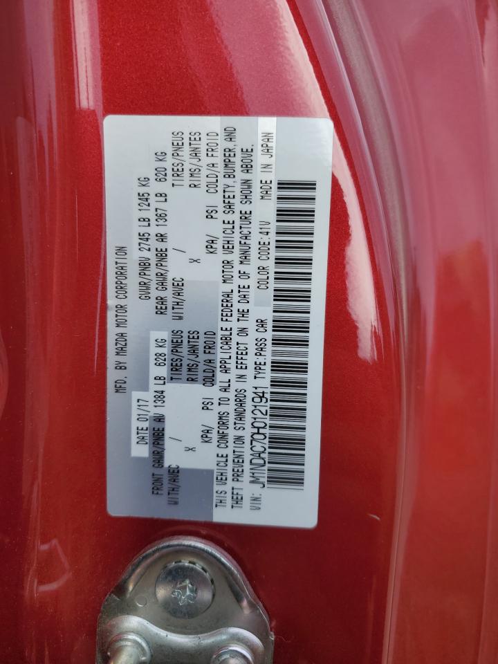 2017 Mazda Mx-5 Miata Club VIN: JM1NDAC70H0121941 Lot: 62991875