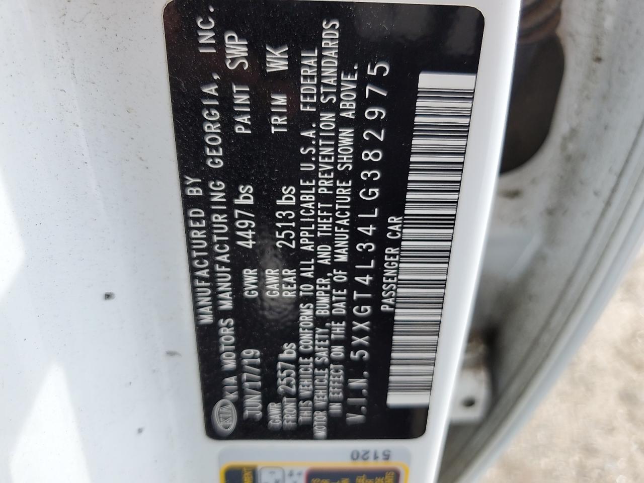 2020 Kia Optima Lx VIN: 5XXGT4L34LG382975 Lot: 63025465