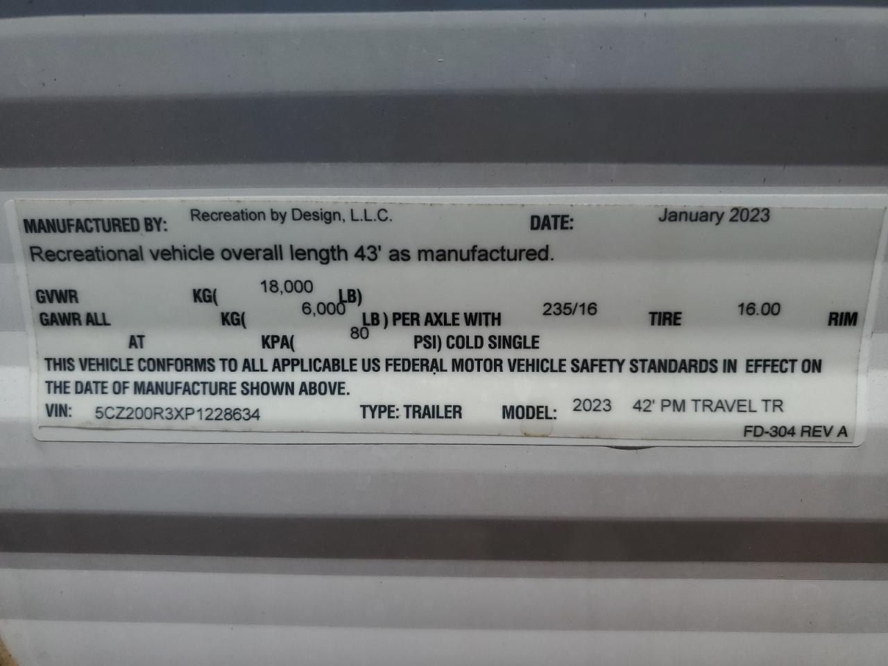 RECREESIGN ALL Models 2023 VIN 5CZ200R3XP1228634 фото 10