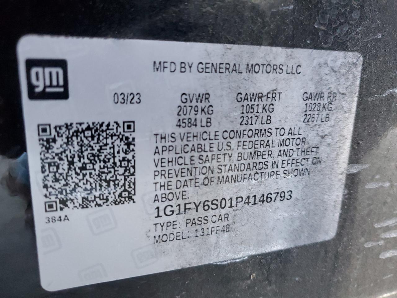 2023 Chevrolet Bolt Euv Lt VIN: 1G1FY6S01P4146793 Lot: 62908795