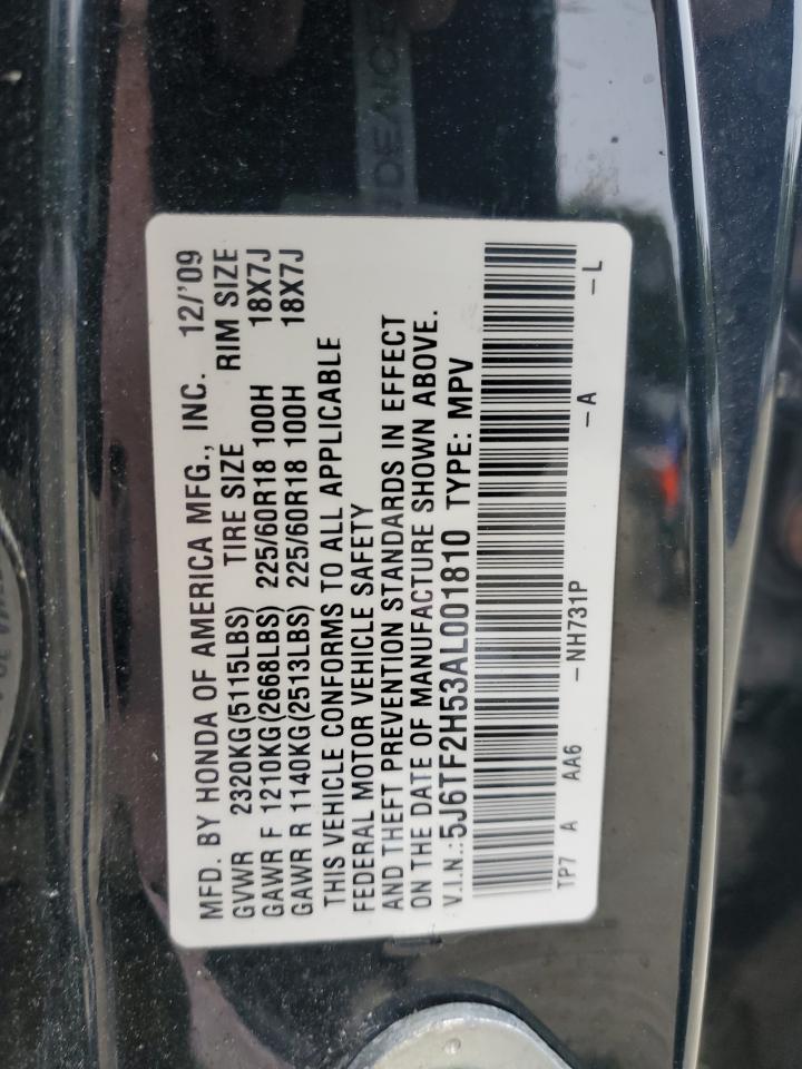 2010 Honda Accord Crosstour Exl VIN: 5J6TF2H53AL001810 Lot: 62784965