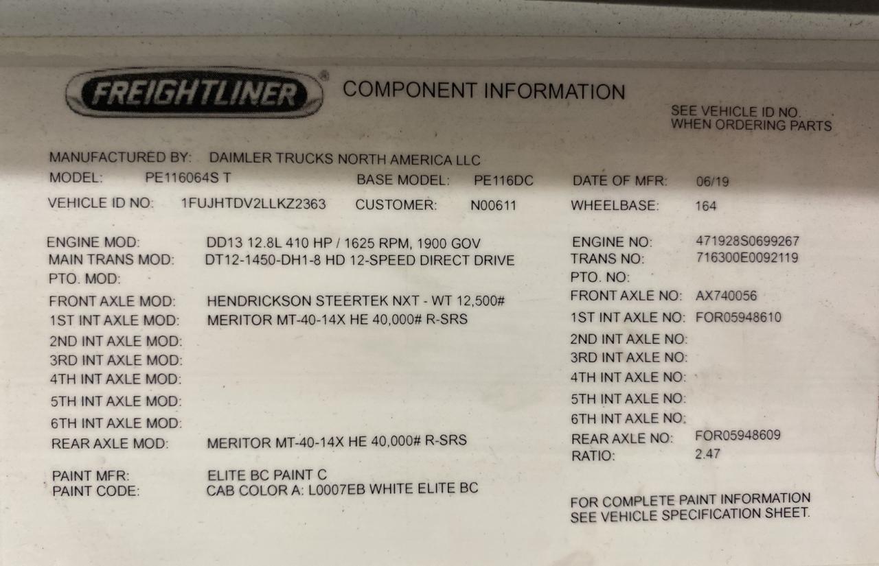 FREIGHTLINER ALL OTHER 2020 VIN 1FUJHTDV2LLKZ2363 фото 10