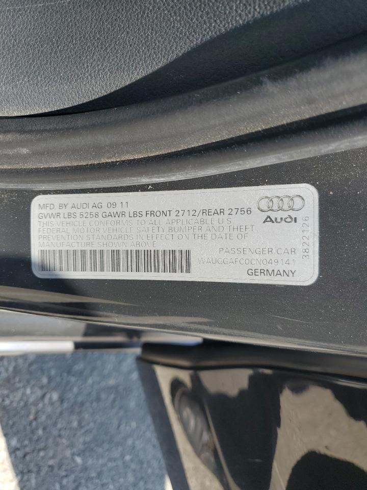 2012 Audi A6 Premium Plus VIN: WAUGGAFC0CN049141 Lot: 60166195