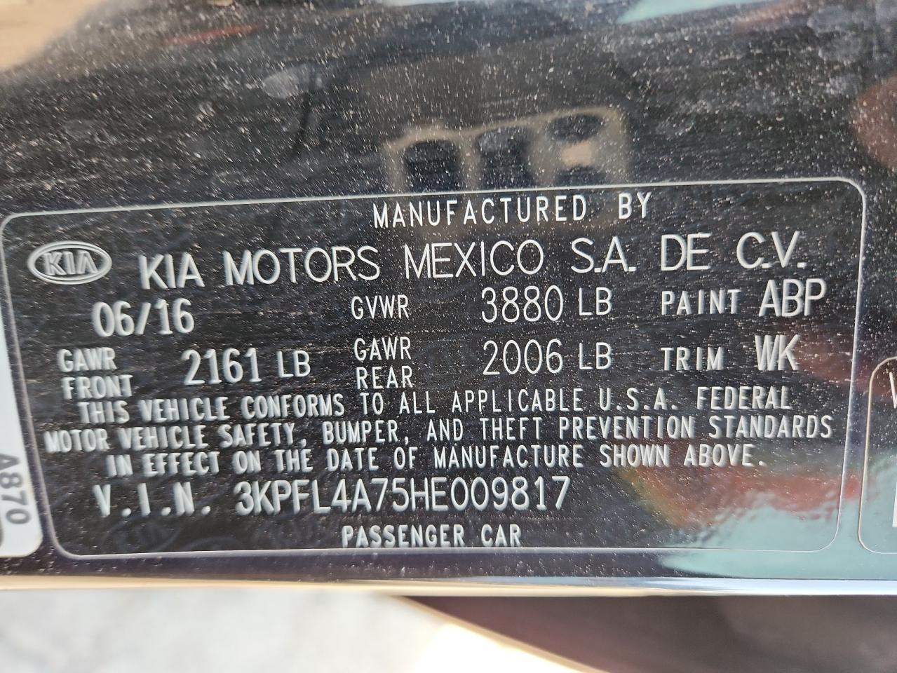 2017 Kia Forte Lx VIN: 3KPFL4A75HE009817 Lot: 60023615