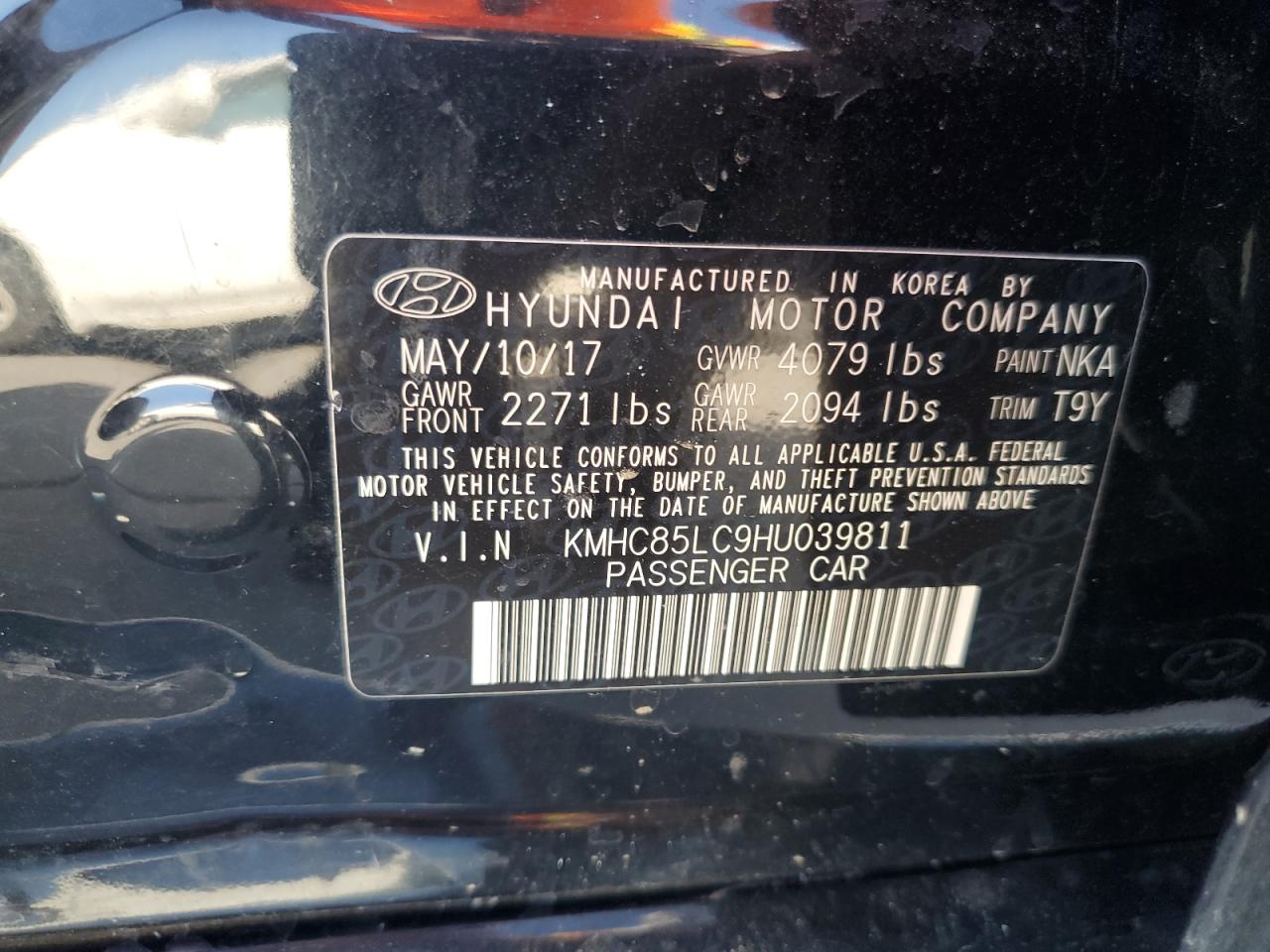 2017 Hyundai Ioniq Limited VIN: KMHC85LC9HU039811 Lot: 62559315