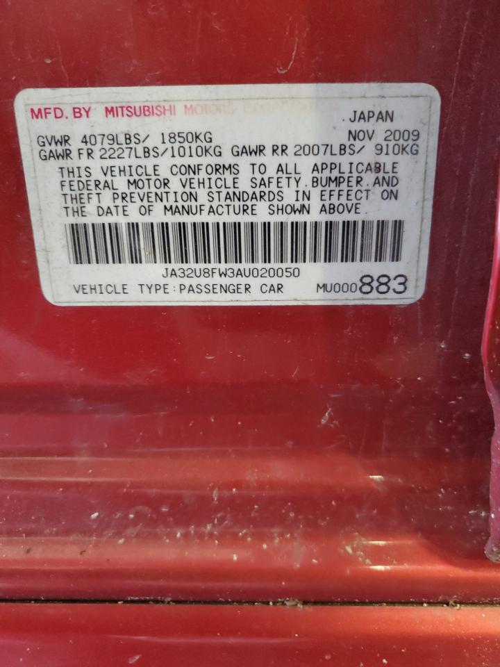 2010 Mitsubishi Lancer Gts VIN: JA32U8FW3AU020050 Lot: 62819705