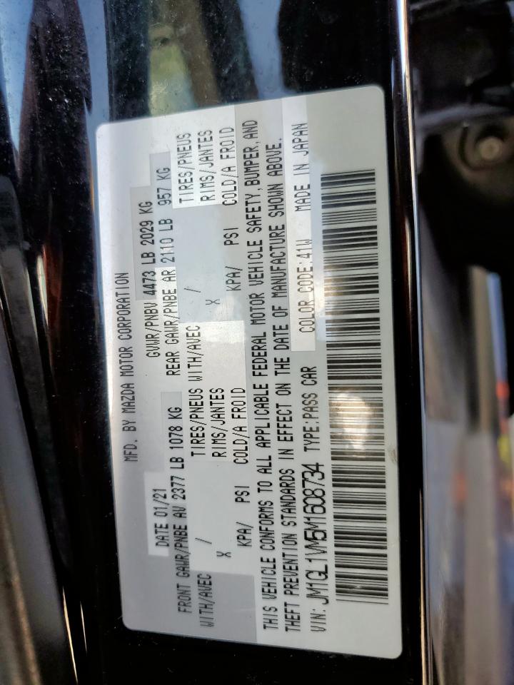 2021 Mazda 6 Touring VIN: JM1GL1VM5M1608734 Lot: 62603775