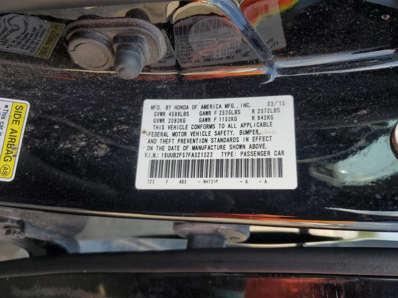 2015 Acura Tlx Tech VIN: 19UUB2F57FA021023 Lot: 62212315