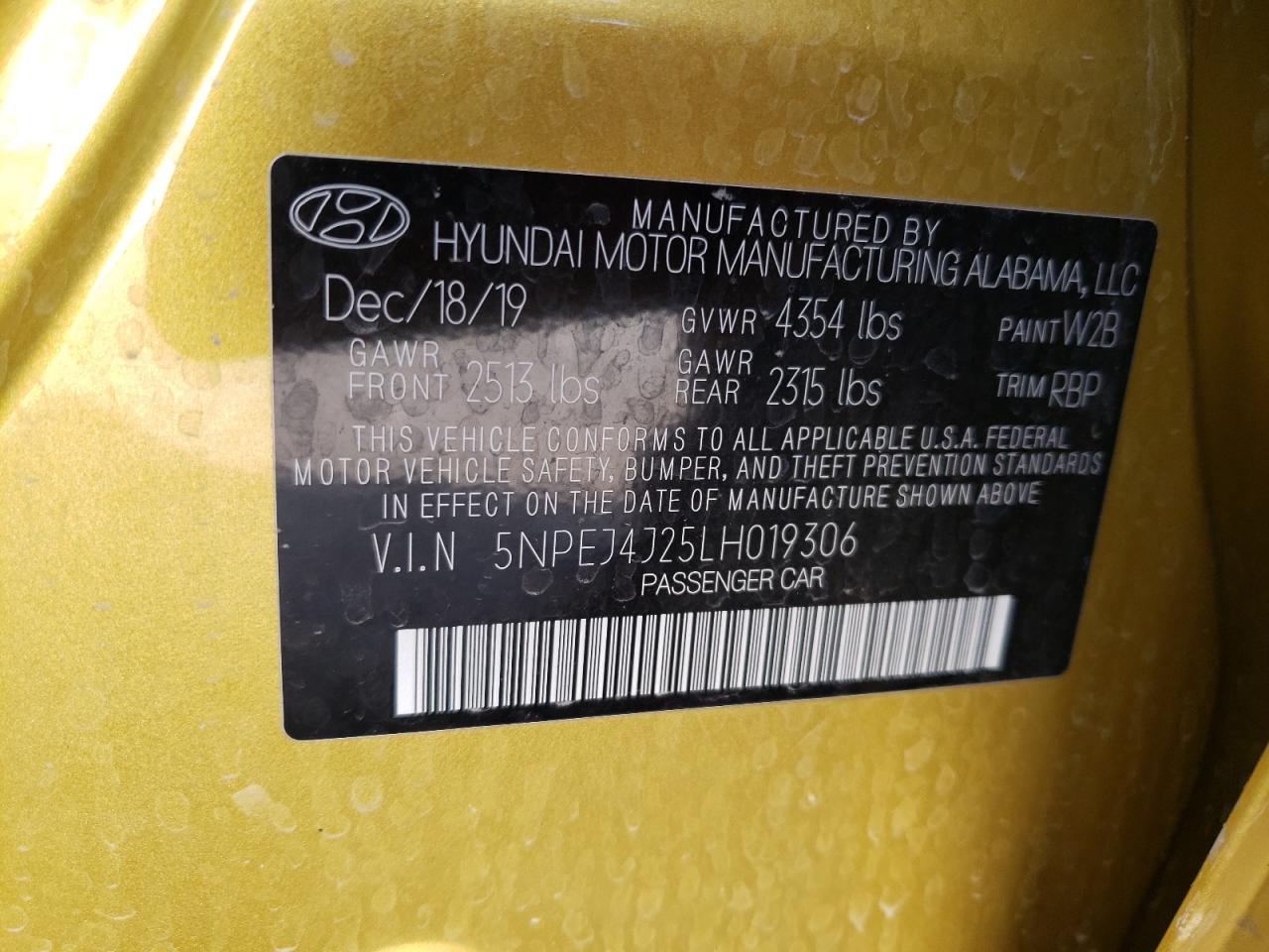 2020 Hyundai Sonata Sel Plus VIN: 5NPEJ4J25LH019306 Lot: 62411825