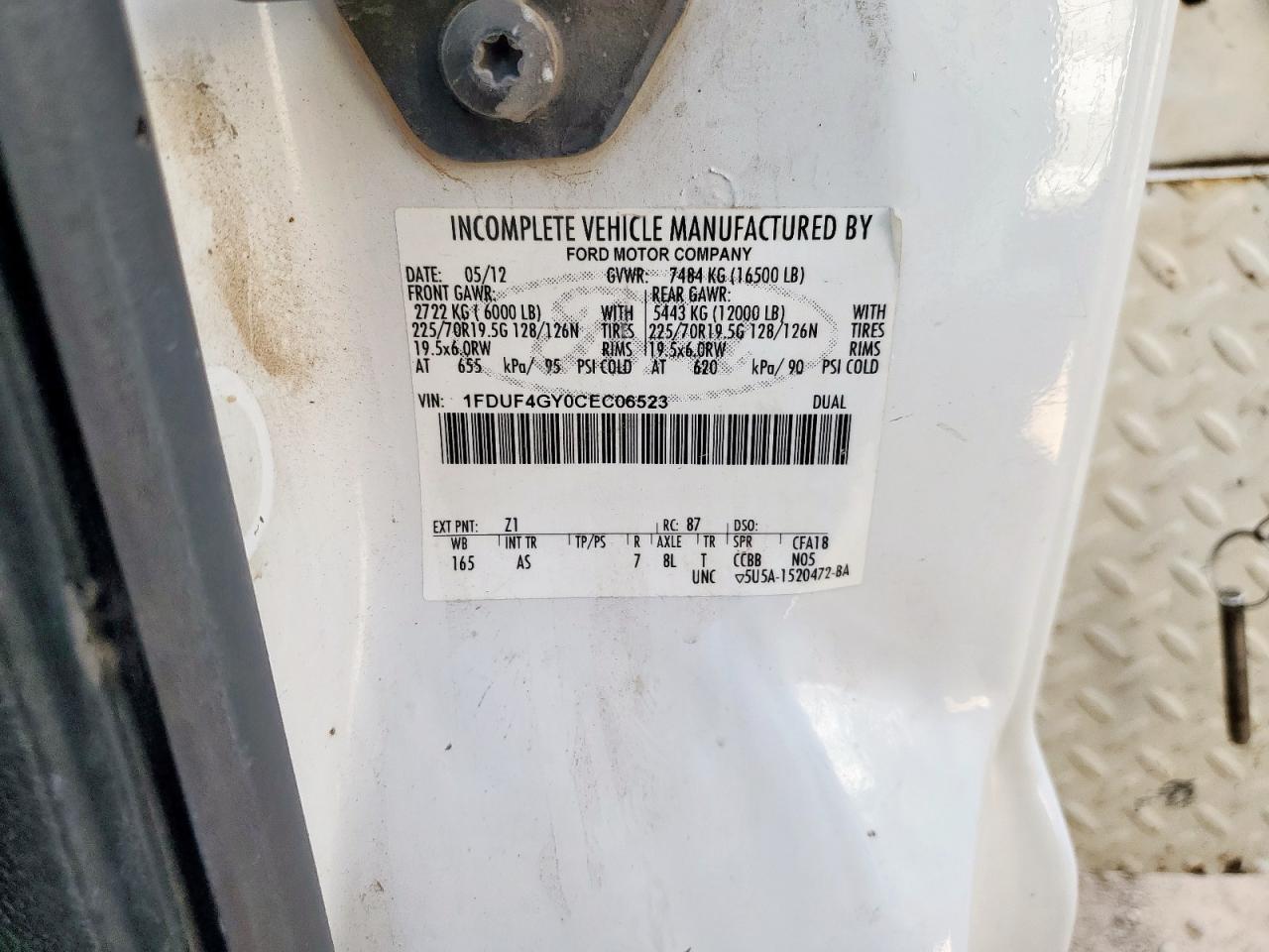 2012 Ford F450 Super Duty VIN: 1FDUF4GY0CEC06523 Lot: 61389035