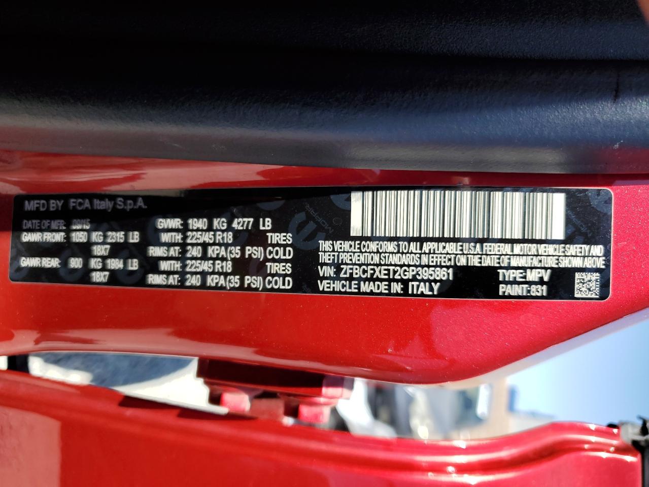 2016 Fiat 500X Trekking Plus VIN: ZFBCFXET2GP395861 Lot: 62788985