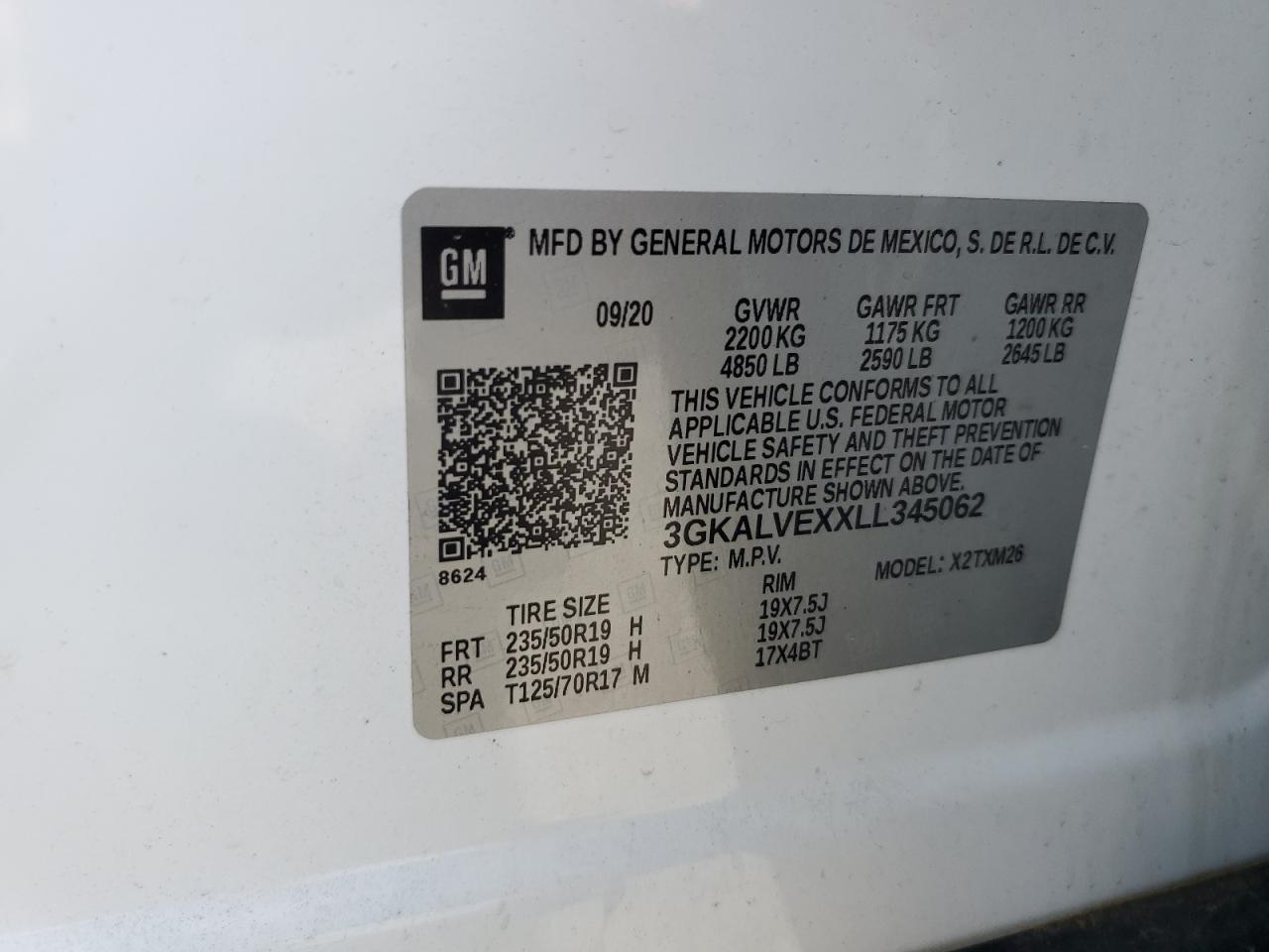 2020 GMC Terrain Slt VIN: 3GKALVEXXLL345062 Lot: 63279305