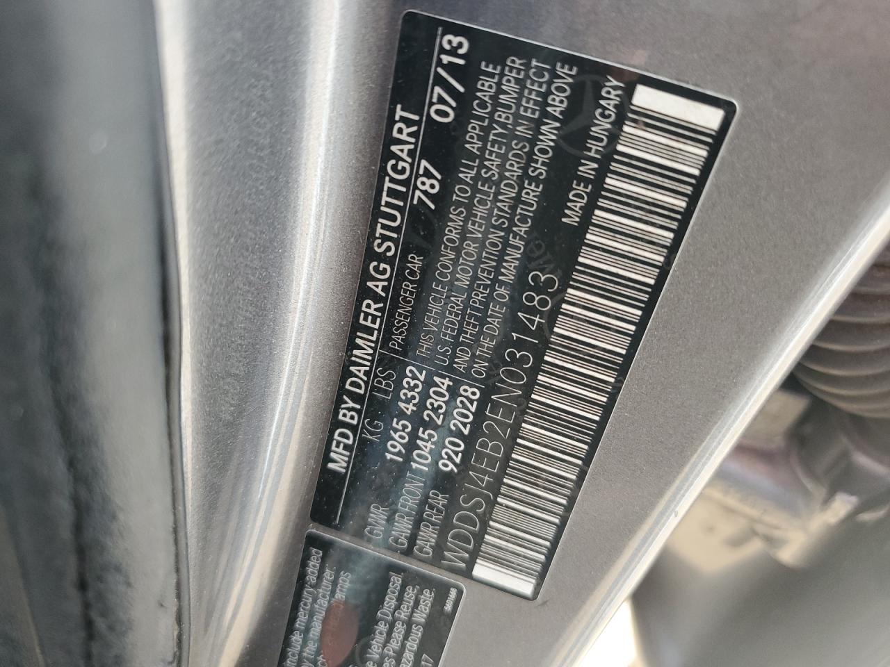 2014 Mercedes-Benz Cla 250 VIN: WDDSJ4EB2EN031483 Lot: 59310925