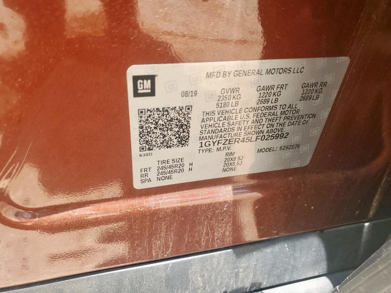 2020 Cadillac Xt4 Sport VIN: 1GYFZER45LF025992 Lot: 60110325