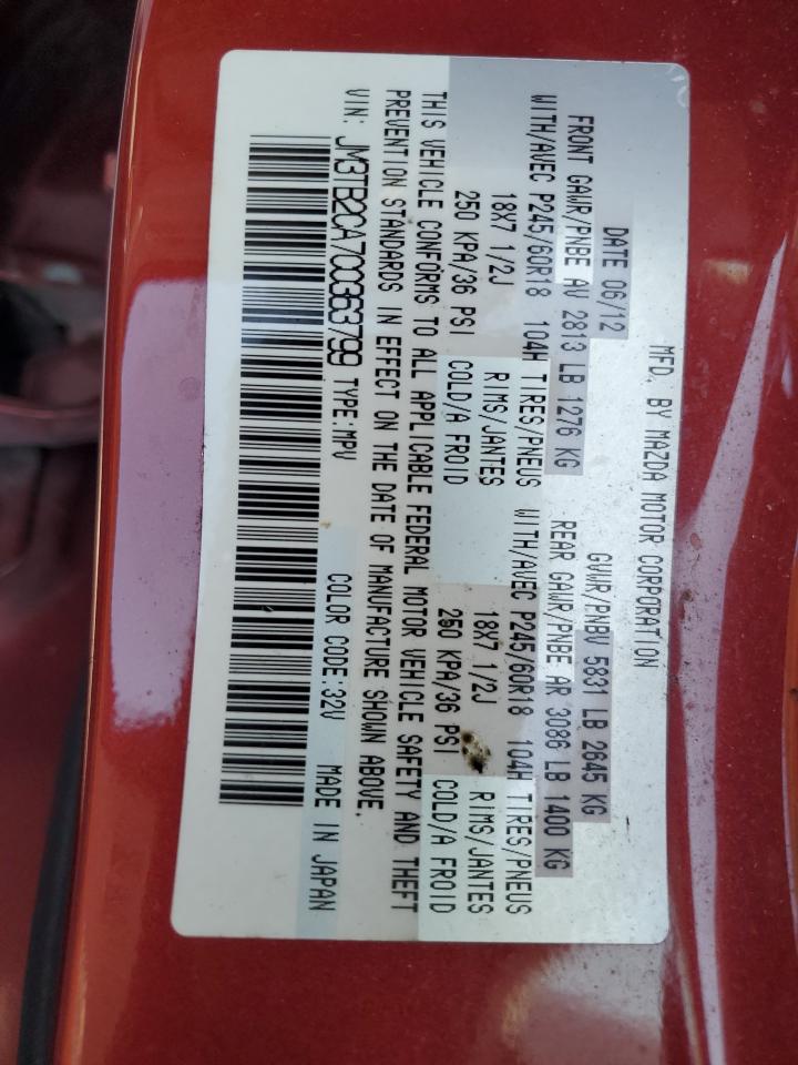 2012 Mazda Cx-9 VIN: JM3TB2CA7C0363799 Lot: 61932245