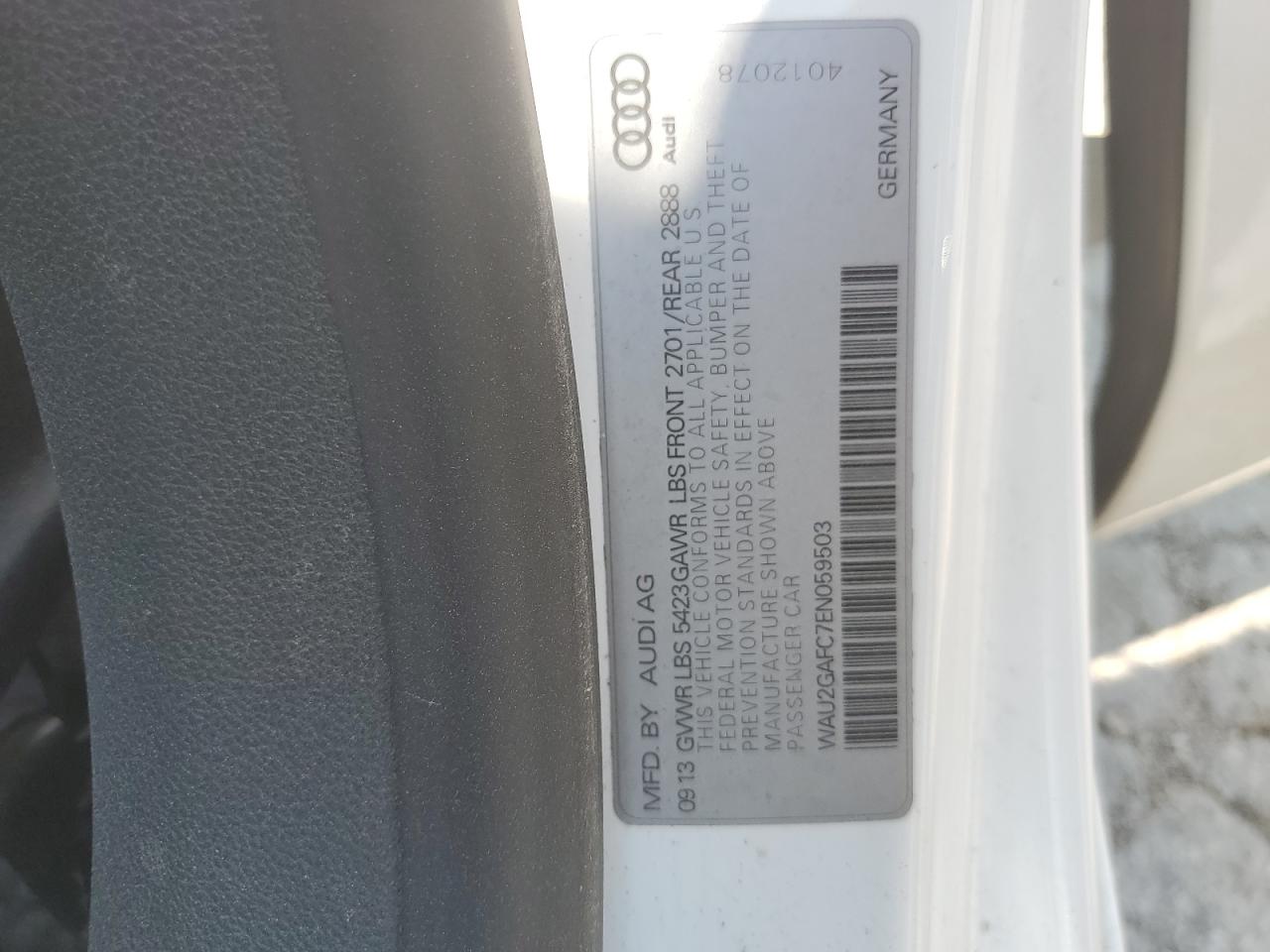 2014 Audi A7 Prestige VIN: WAU2GAFC7EN059503 Lot: 59801795