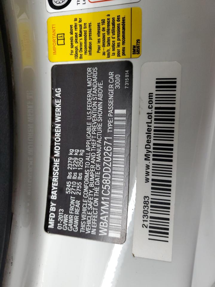 2013 BMW 650 Xi VIN: WBAYM1C58DDZ02671 Lot: 59509955