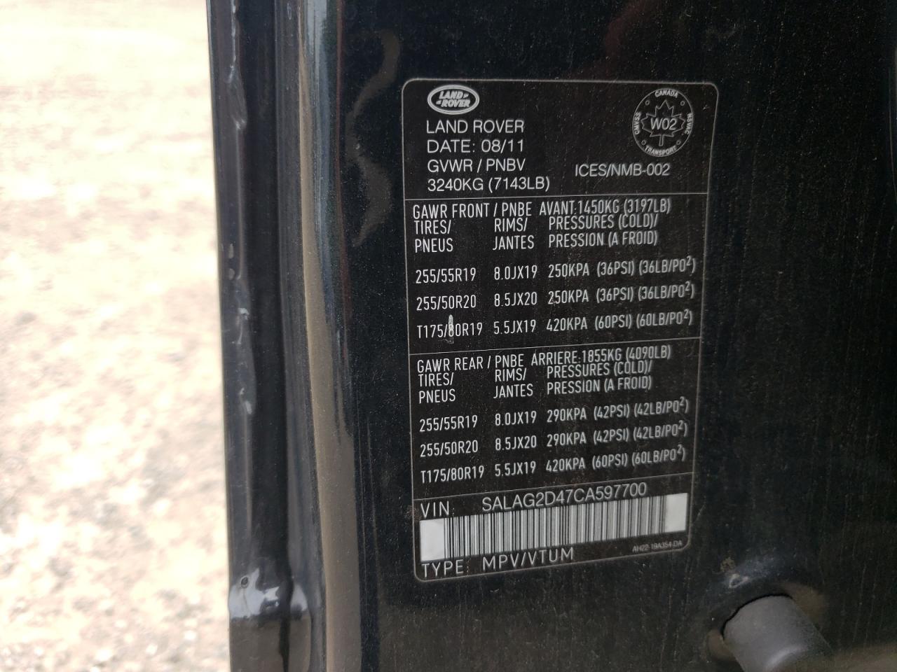 2012 Land Rover Lr4 Hse VIN: SALAG2D47CA597700 Lot: 61180055