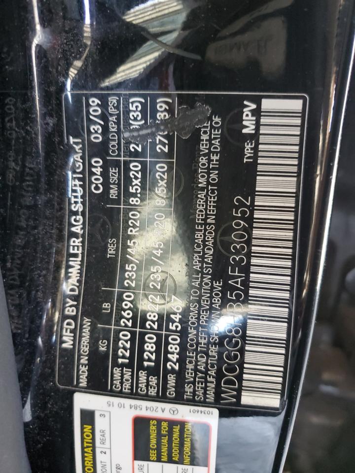 2010 Mercedes-Benz Glk 350 4Matic VIN: WDCGG8HB5AF330952 Lot: 61502075
