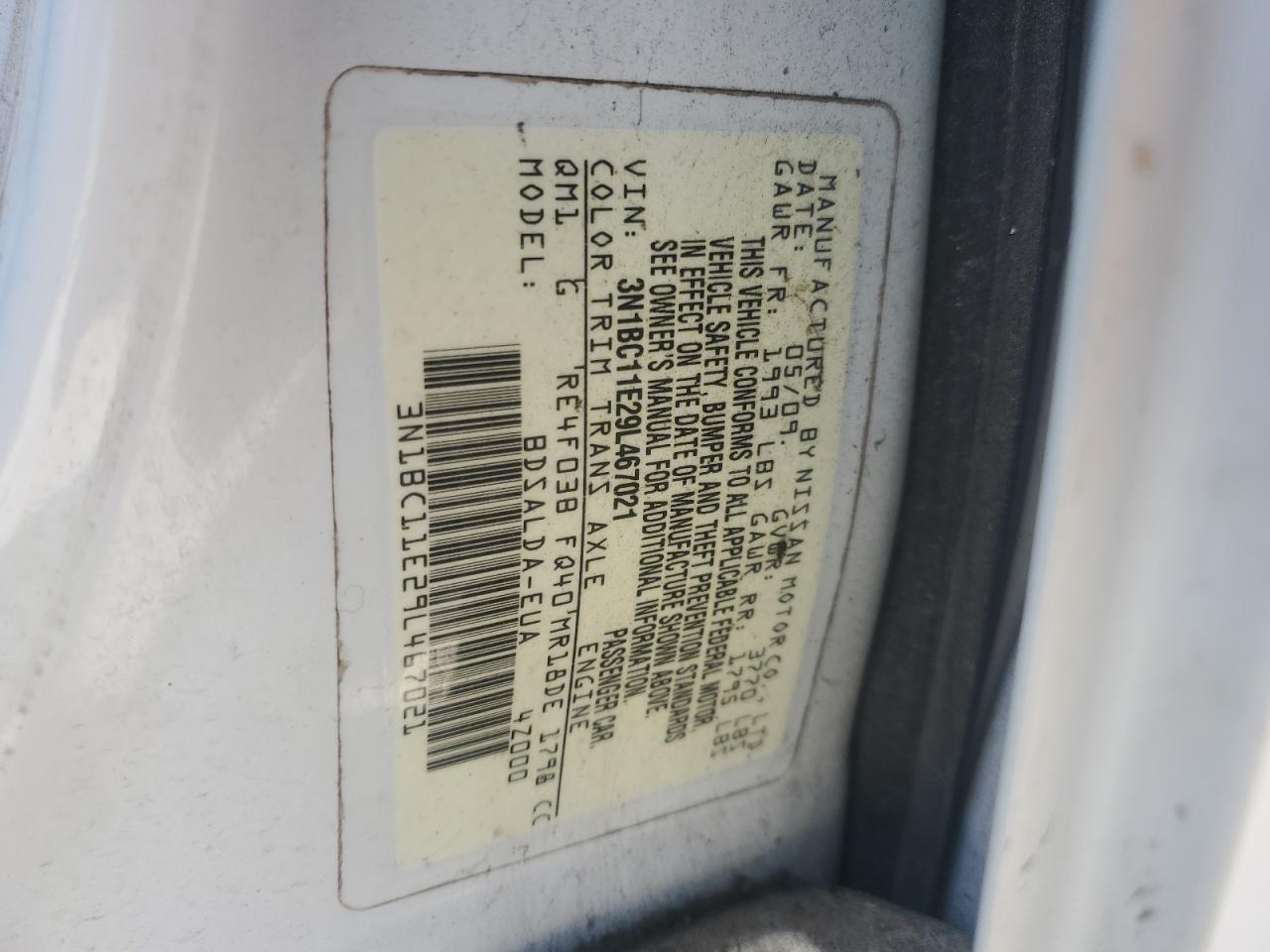 2009 Nissan Versa S VIN: 3N1BC11E29L467021 Lot: 60614065