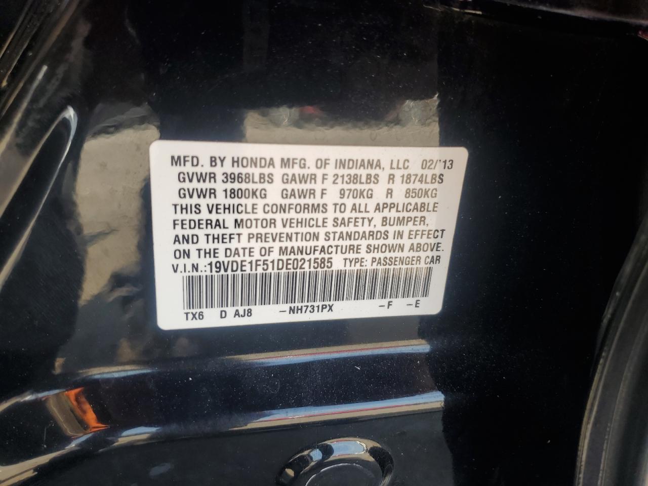 2013 Acura Ilx 20 Premium VIN: 19VDE1F51DE021585 Lot: 62556475