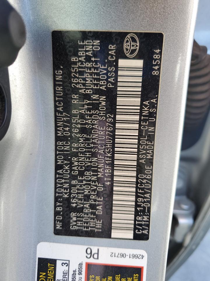 2017 Toyota Camry Le VIN: 4T1BF1FK5HU776792 Lot: 63079145