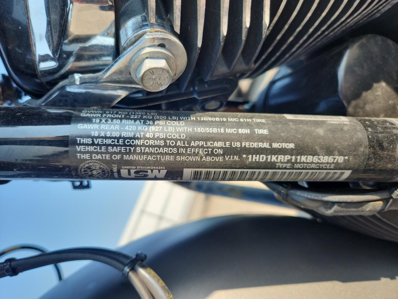 2019 Harley-Davidson Flhxs VIN: 1HD1KRP11KB638670 Lot: 60472385