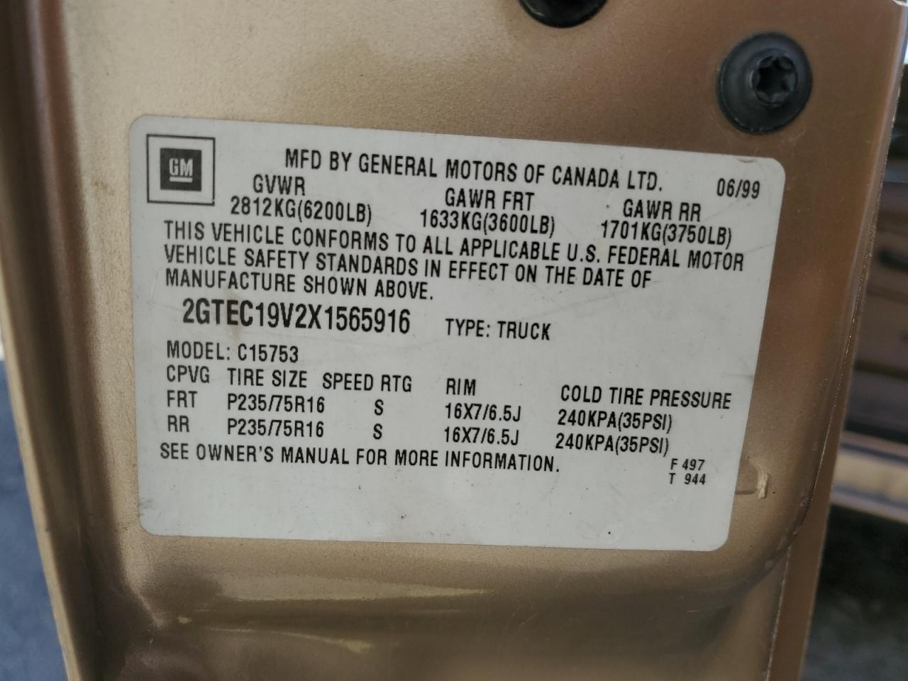 1999 GMC New Sierra C1500 VIN: 2GTEC19V2X1565916 Lot: 62356775