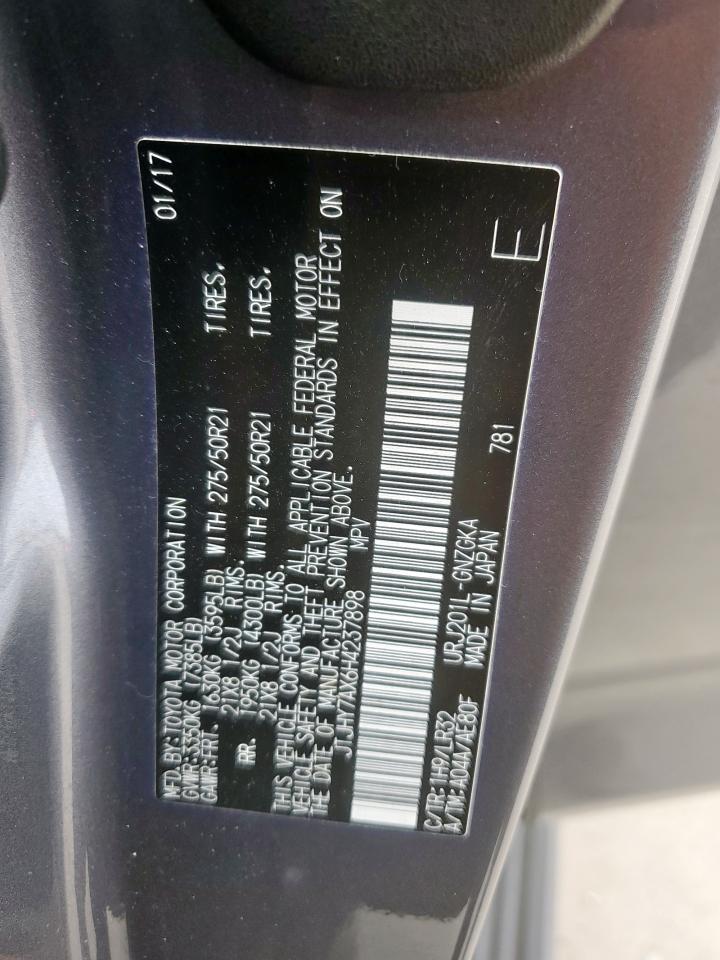 2017 Lexus Lx 570 VIN: JTJHY7AX6H4237898 Lot: 61805495