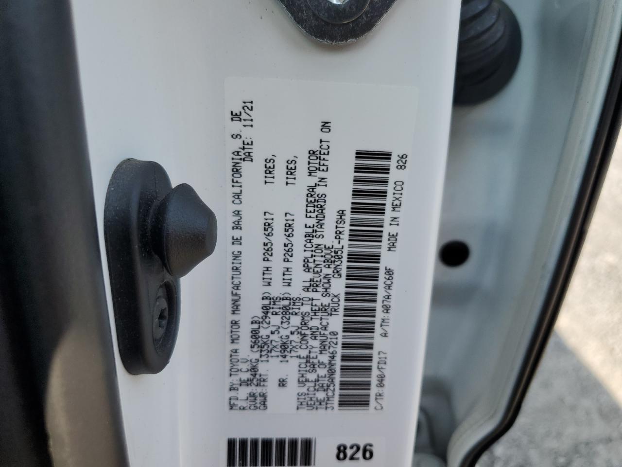 2022 Toyota Tacoma Double Cab VIN: 3TMCZ5AN0NM467210 Lot: 59992305