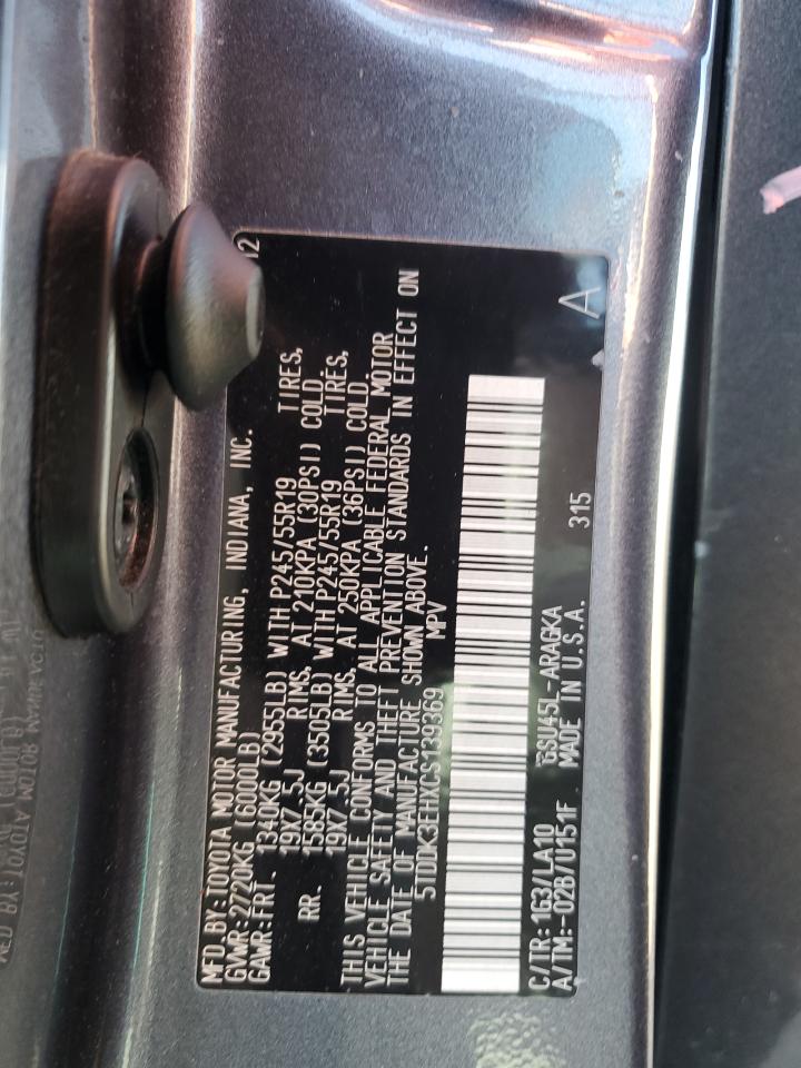2012 Toyota Highlander Limited VIN: 5TDDK3EHXCS139369 Lot: 62720335