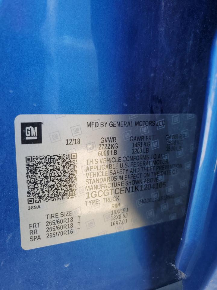 2019 Chevrolet Colorado Lt VIN: 1GCGTCEN1K1204105 Lot: 61586515