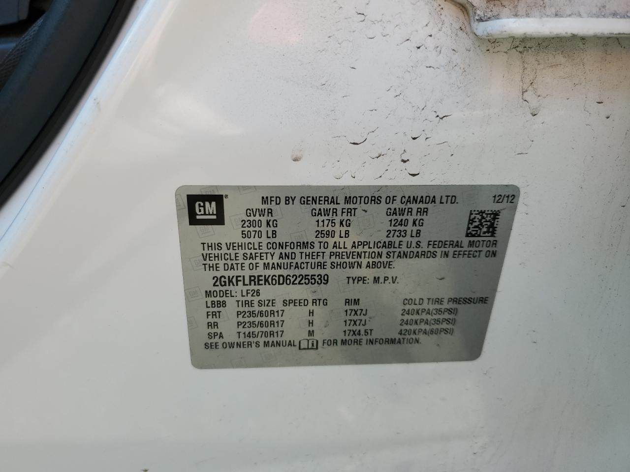 GMC TERRAIN 2013 VIN 2GKFLREK6D6225539 photo 13