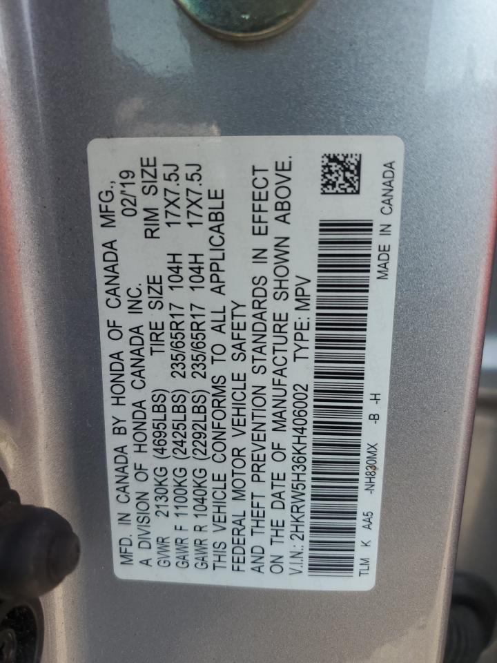 2019 Honda Cr-V Lx VIN: 2HKRW5H36KH406002 Lot: 62569495