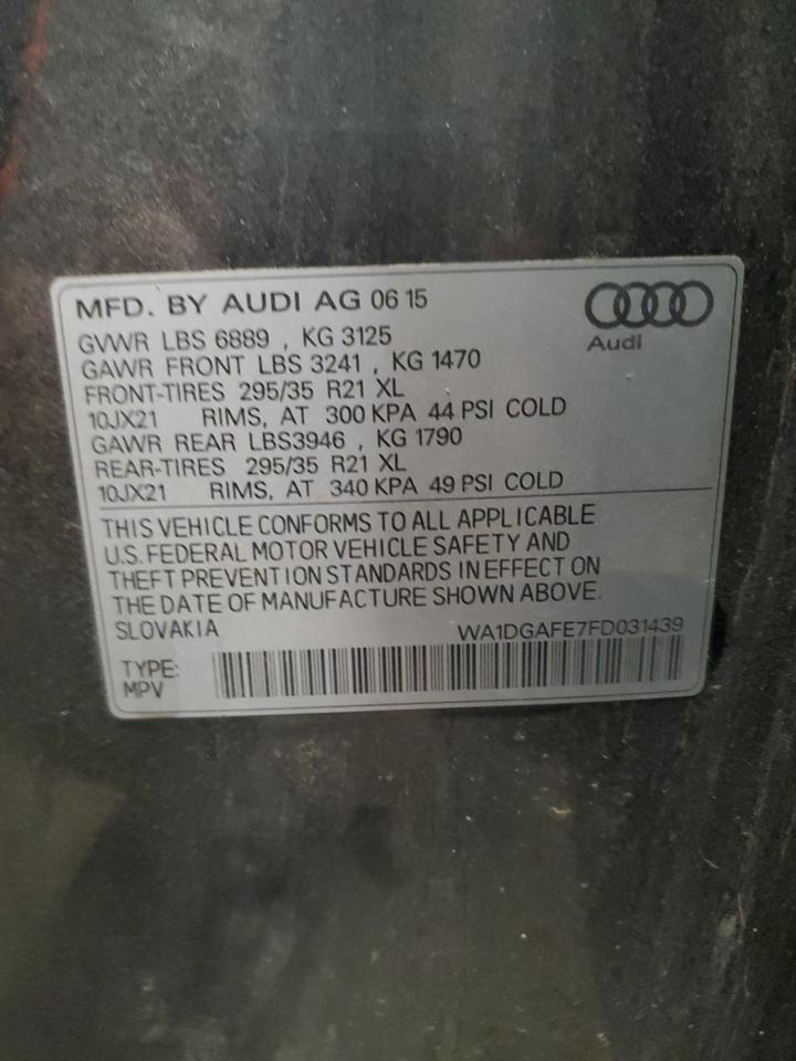 2015 Audi Q7 Prestige VIN: WA1DGAFE7FD031439 Lot: 62564715