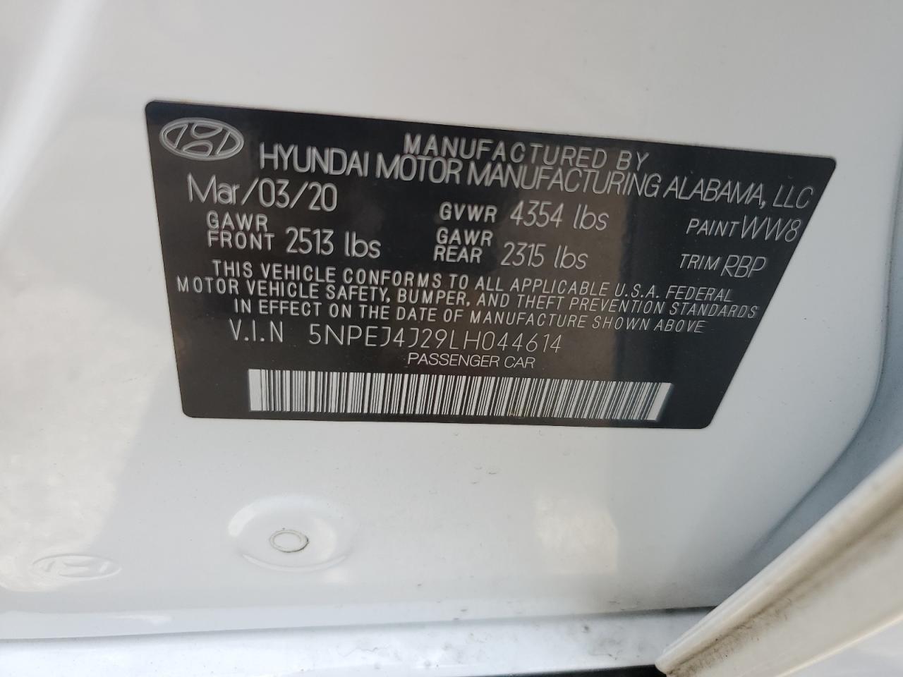 2020 Hyundai Sonata Sel Plus VIN: 5NPEJ4J29LH044614 Lot: 62833675