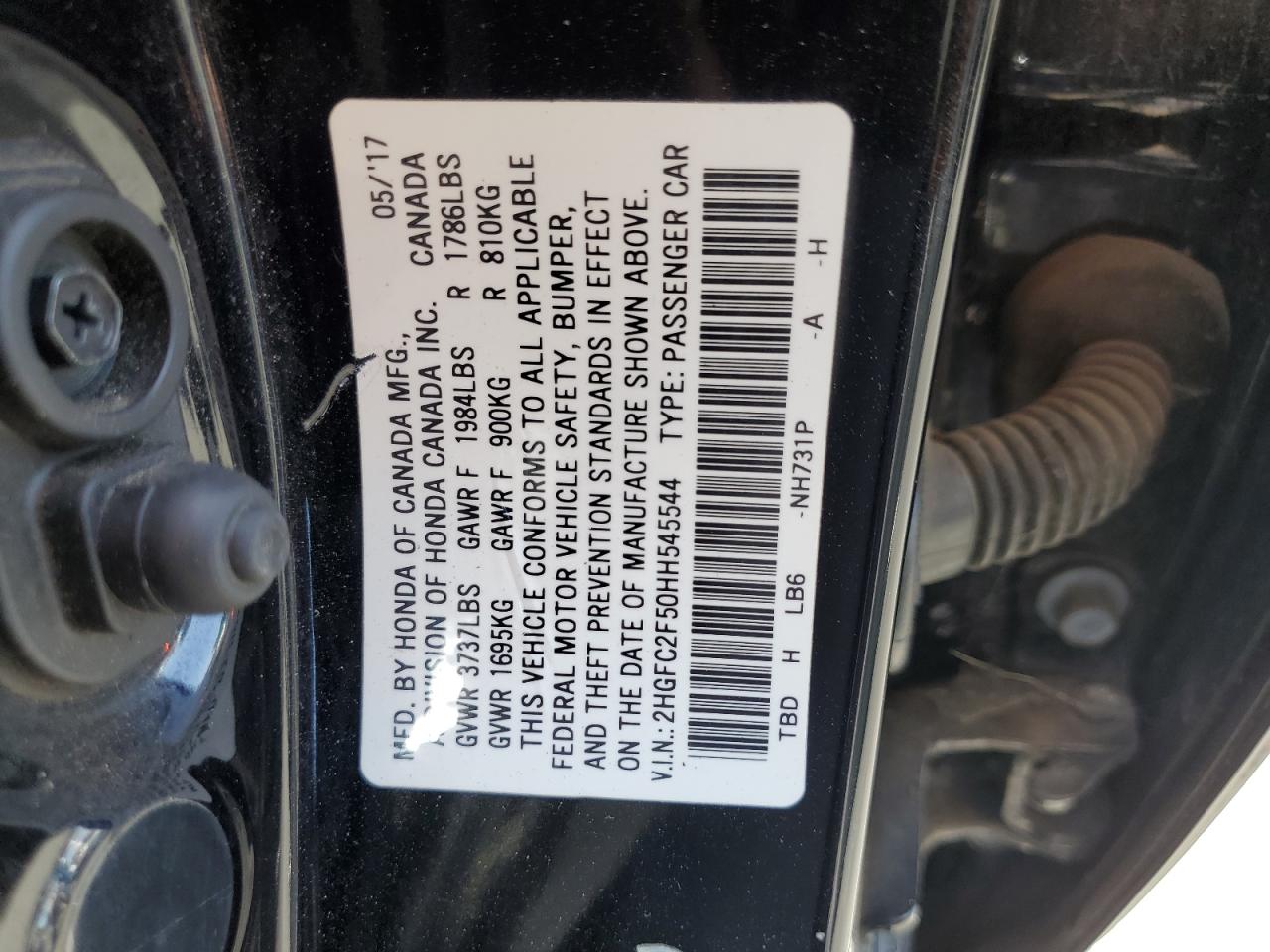 2017 Honda Civic Lx VIN: 2HGFC2F50HH545544 Lot: 62952025