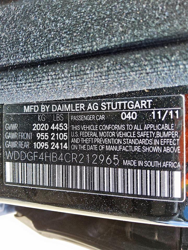 2012 Mercedes-Benz C 250 VIN: WDDGF4HB4CR212965 Lot: 62350735